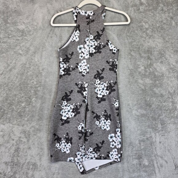 Hollister Dress Juniors XS Gray Floral Halter Bodycon Mini Sundress Casual - Picture 2 of 8